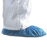 Micro Tek® Cleanroom Disposable Polyethylene 16" Shoe Covers, Blue, Large, 300 per Case redirect to product page