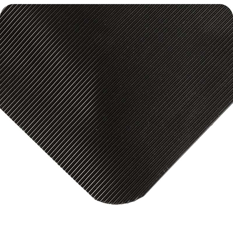 Corrugated SpongeCote® Traction and Comfort 3 x 75' Black Vinyl Mat with Flex-Link™ Sponge Base, 7/8" Thick