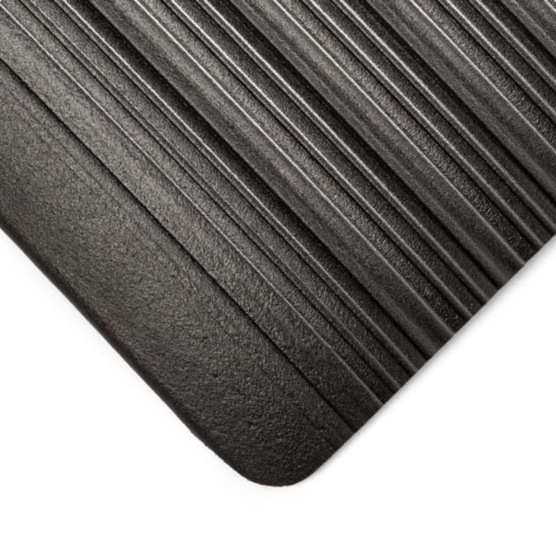 Deluxe Tuf Sponge 2 x 3' Ergonomically Ribbed Surface Black Vinyl Sponge Matting, 5/8" Thick