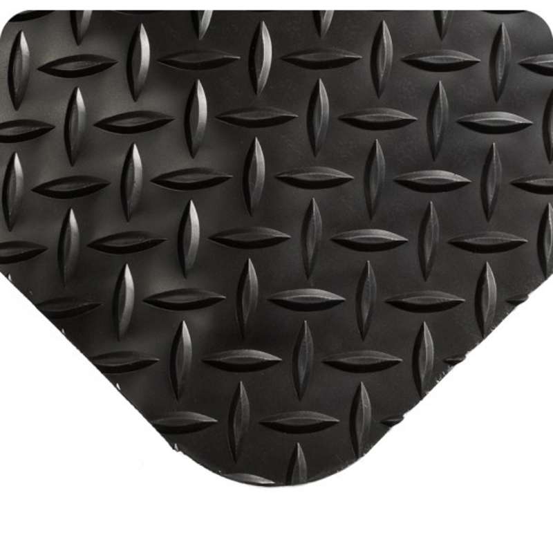Diamond Plate Select 3 x 75' Anti-Fatigue Black Vinyl Matting with Flex-Link™ Sponge Base, 15/16" Thick