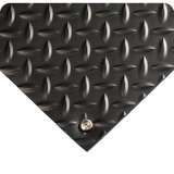 Conductive Vinyl Diamond Plate Floor Mat with Ground Snap, 3 x 8', 5/32" Thick, Black redirect to product page