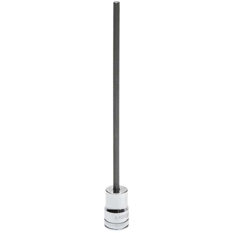 Hex Bit Socket, 3/8" Drive, Long Length, Metric, 4mm, Alloy Steel w/S2 Steel Bit
