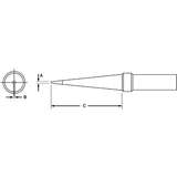 PT Series Long Conical Solder Tip for TC201T Iron, 800°F, .044" x .031" redirect to product page
