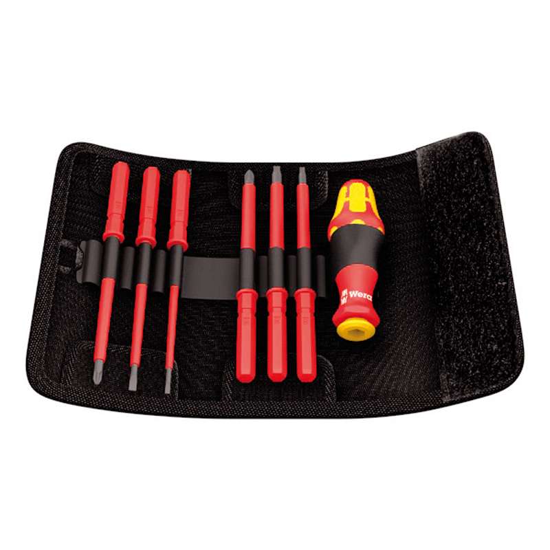 Kraftform Kompakt® Insulated VDE Bit Holder with Blades and Belt Pouch, 7 Pieces