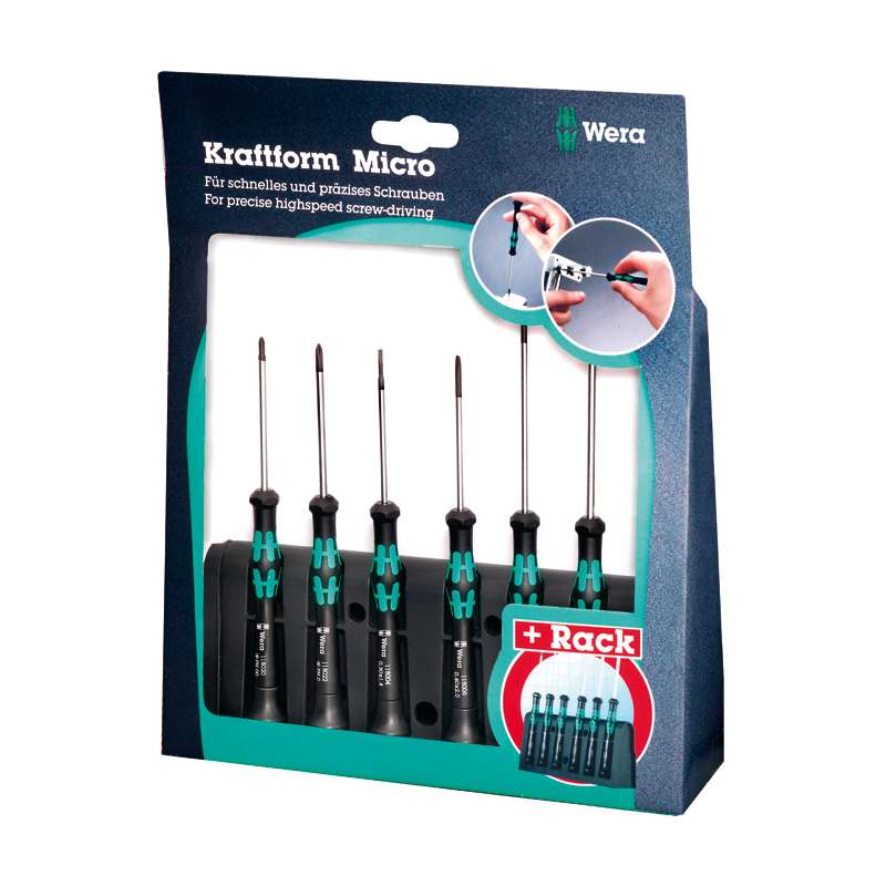 Kraftform® Micro Series Slotted and Phillips Screwdriver Set, 6 Pieces