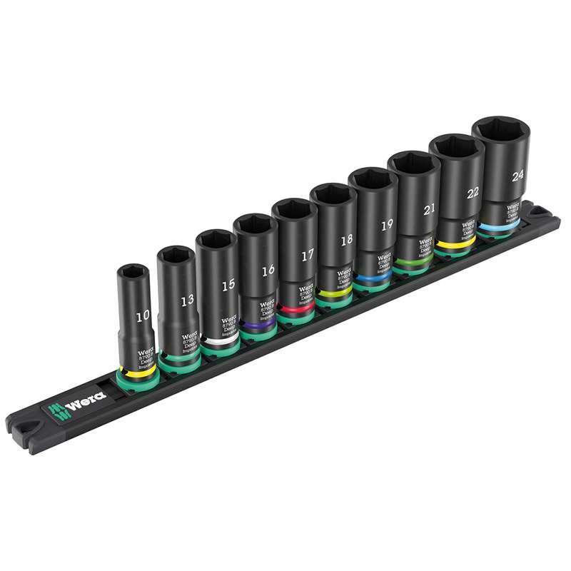 Magnetic Socket Rail B Deep 1 Socket Set, 3/8" Drive, 10 pcs.