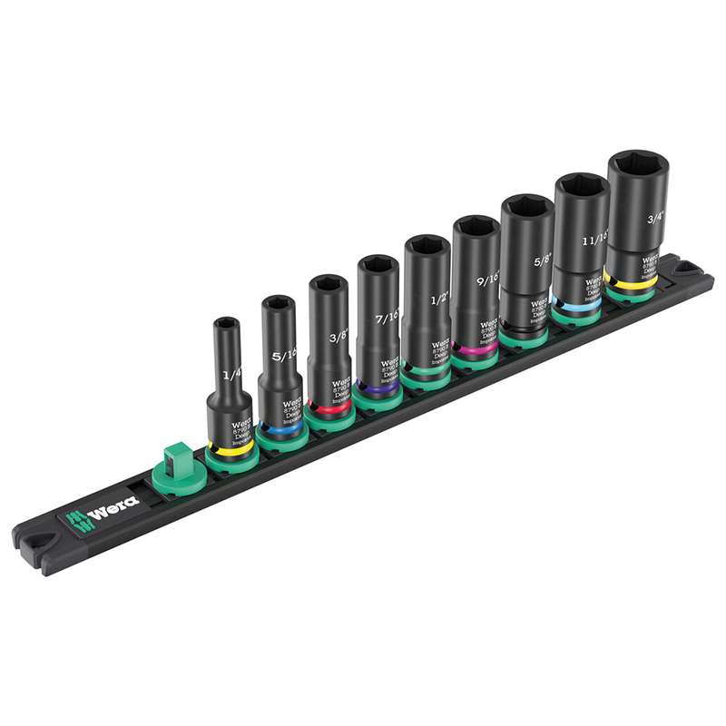 Magnetic Socket Rail B Deep 1 Socket Set, 3/8" Drive, Imperial, 10 pcs.