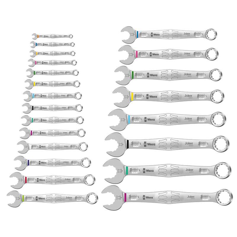 Combination Wrench Set, Joker, Open End Geometry, 15deg Crank, 22 pcs.