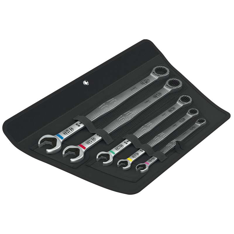 Ring Ratchet Spanner Set, Joker, 420x80x60 mm, Folding Pouch, 5 pcs.