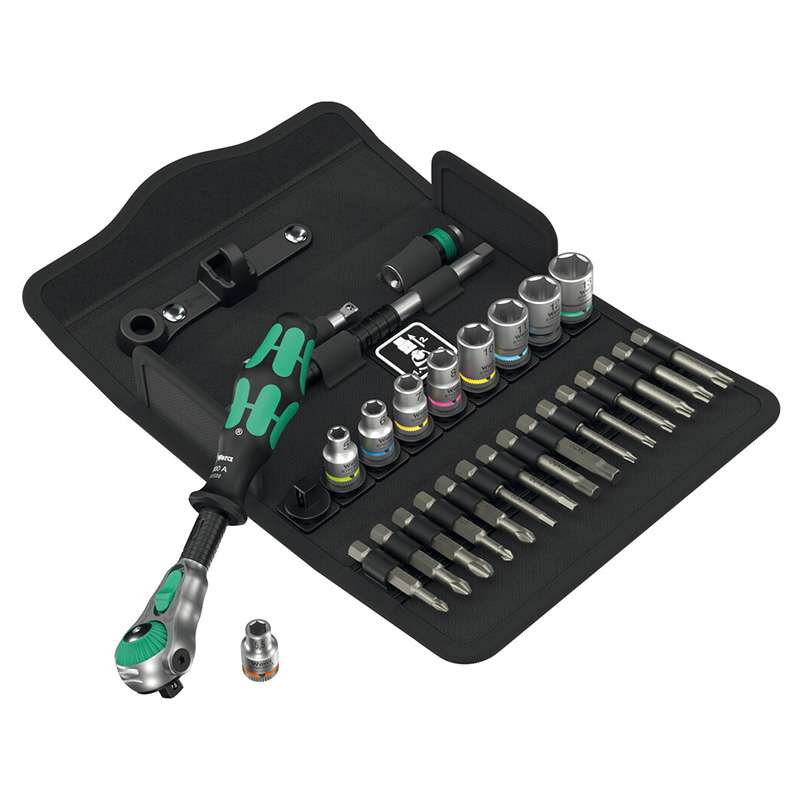 Ratchet Set, 8100 SA 6, Zyklop Speed, Fine Tooth, 1/4in Drive, Metric, 28 Pieces