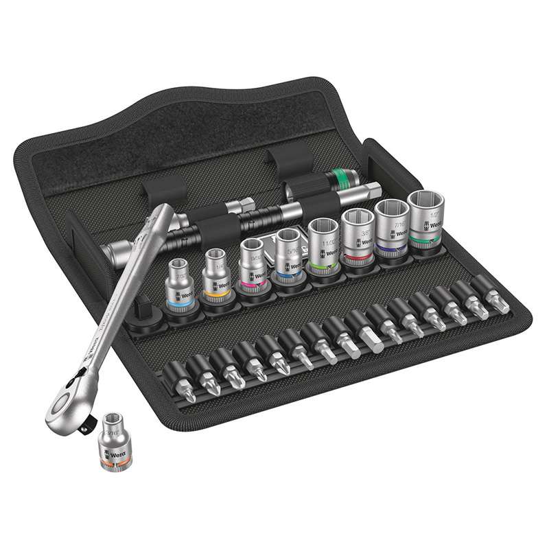Metal Ratchet Set, 8100 SA 11, Zyklop, Switch Lever, 1/4in, Imperial, 28 Pieces