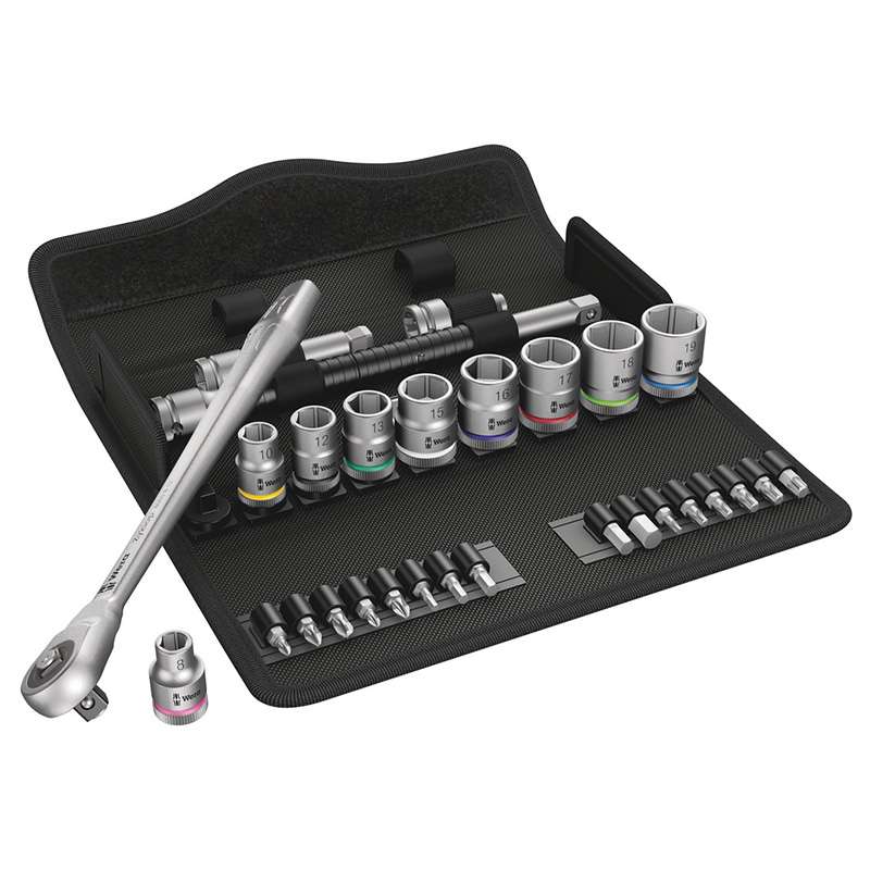 Metal Ratchet Set, 8100 SB 7, Zyklop Speed, Push-Thru Square, Metric, 29 Pieces