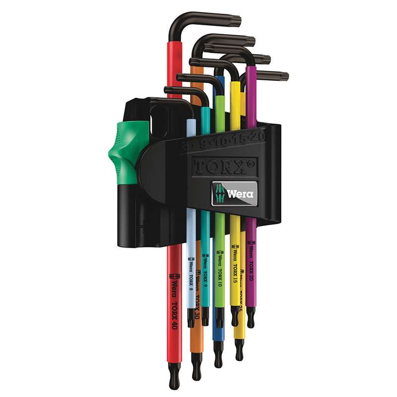 967/9 TX BO Multicolour 1 L-key Set for Tamper-Proof TORX Screws, Blacklaser, 9 Pieces