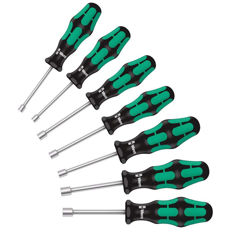 Nutdriver Set, 395 HO/7 SM, Kraftform Handle, Anti-Roll, Chrome-Plated, 7 Pieces