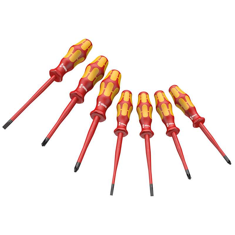 Kraftform 160 iSS/7 Screwdriver Set, Reduced Blade/Smaller Handle Dia. 7 Pieces
