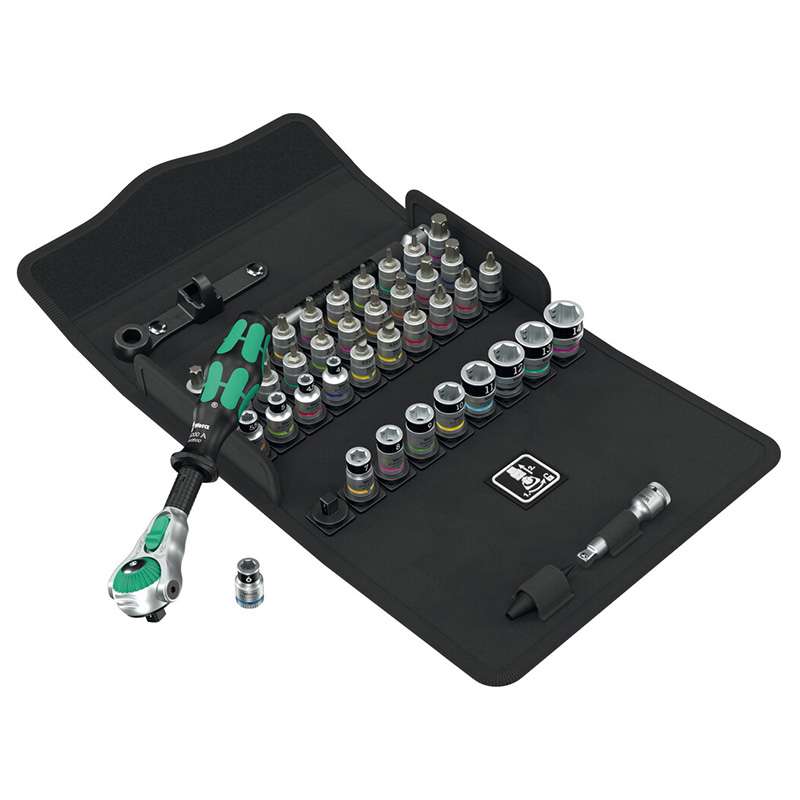 All-In Zyklop Speed Ratchet Set, 1/4" Drive, with Holding Function, Metric, 42 Pieces.