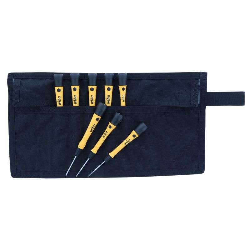 ESD Screwdriver  Set with Canvas Roll Pouch, Slotted and Phillips, 8 Pieces