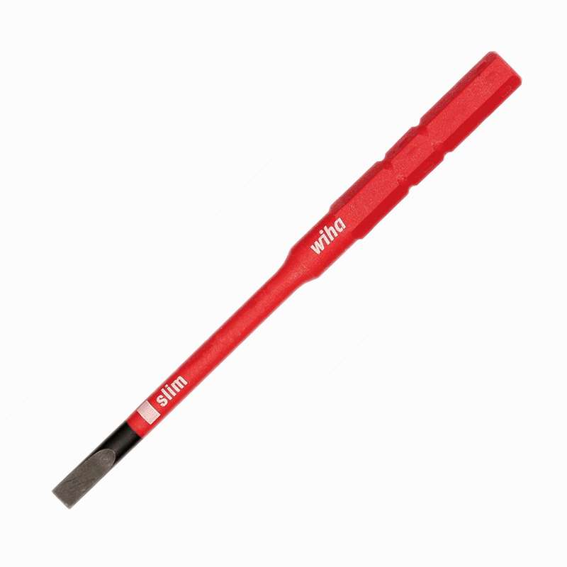 Insulated SlimLine Slotted Interchangeable Screwdriver Blade, 1/4" x 3-1/2" Long