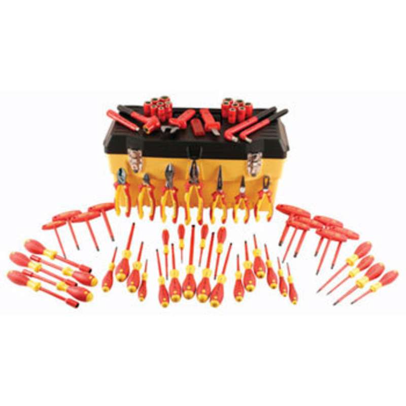 Insulated 1000V Tool Set in Tool Box, 66 Pieces