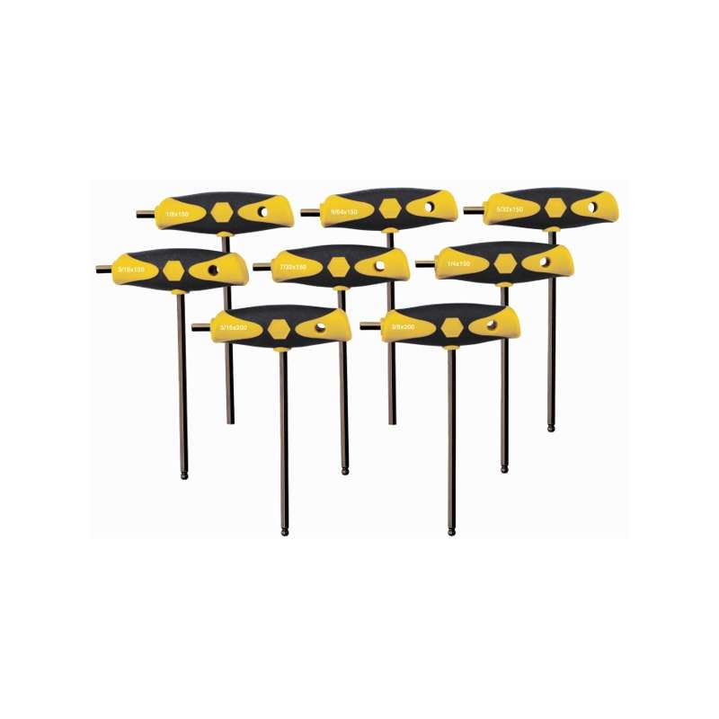 Hex Inch Set with Soft Grip Chrome T-Handle, 10 Piece