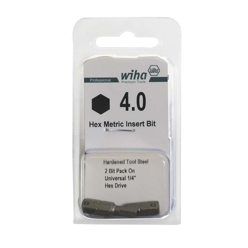 Hex Head Insert Bit for 1/4" Hex Drive, 4mm x 1" Long
