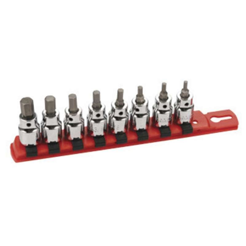 Hex Bit Socket Set Inch 8 Piece On Molded Rail