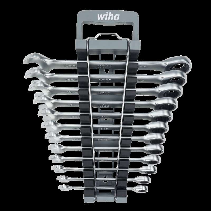 Combination Ratchet Wrench Set, 12-Piece, 72 Tooth, Chrome Plated Satin Finish, Metric