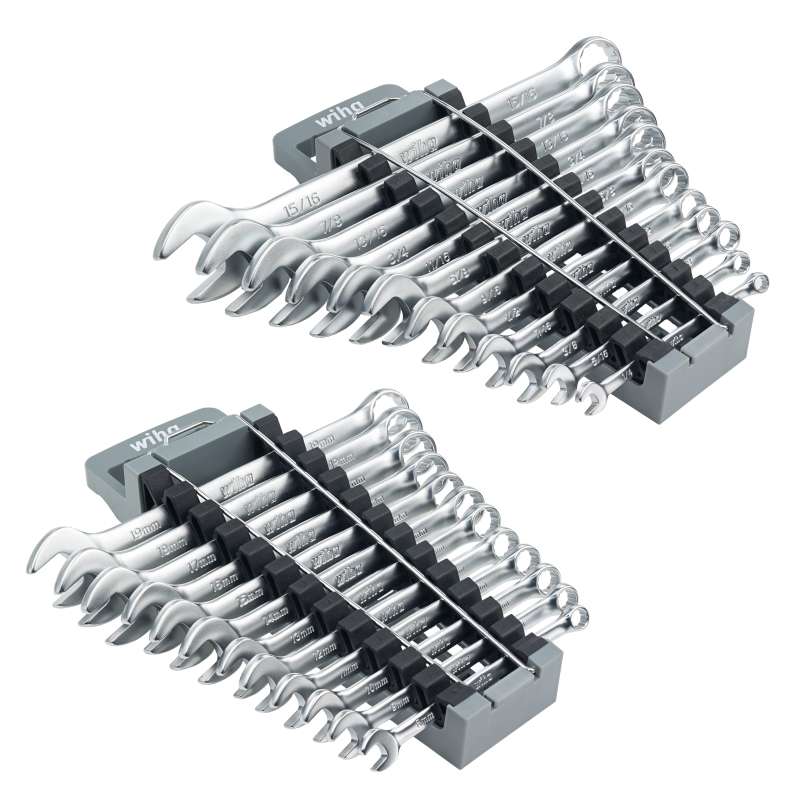 Combination Ratchet Wrench Set, 24-Piece, Chrome Plated Satin Finish, SAE/Metric
