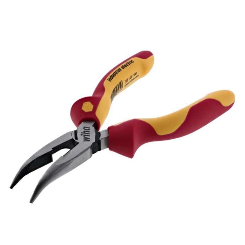 Plier, Bent Nose with Cutter, 8", Insulated, Cushion Grip Handle
