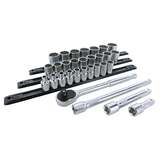 Socket Set, 30-Piece, 1/2" Drive, 12 Point, Knurled Band, Metric, Professional Series redirect to product page