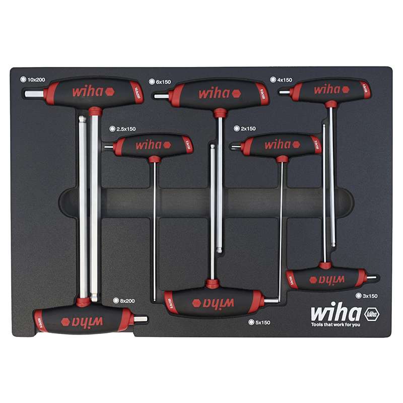 T-Handle Tray Set, Hex, 8-Piece, Dual Drive, SoftGrip, Chrome Vanadium Steel, Metric