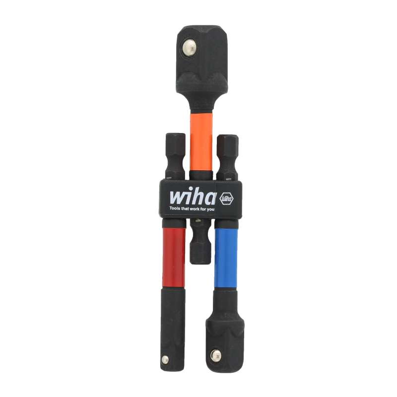 Socket Adapter, 3-Piece, 1/4" Hex, Color Coded, 1/4", 3/8", 1/2"