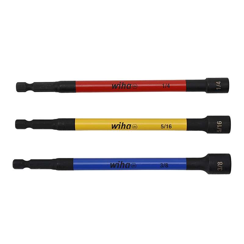 Nutsetter Set, 3-Piece, Color Coded, Magnetic, SAE, 6"