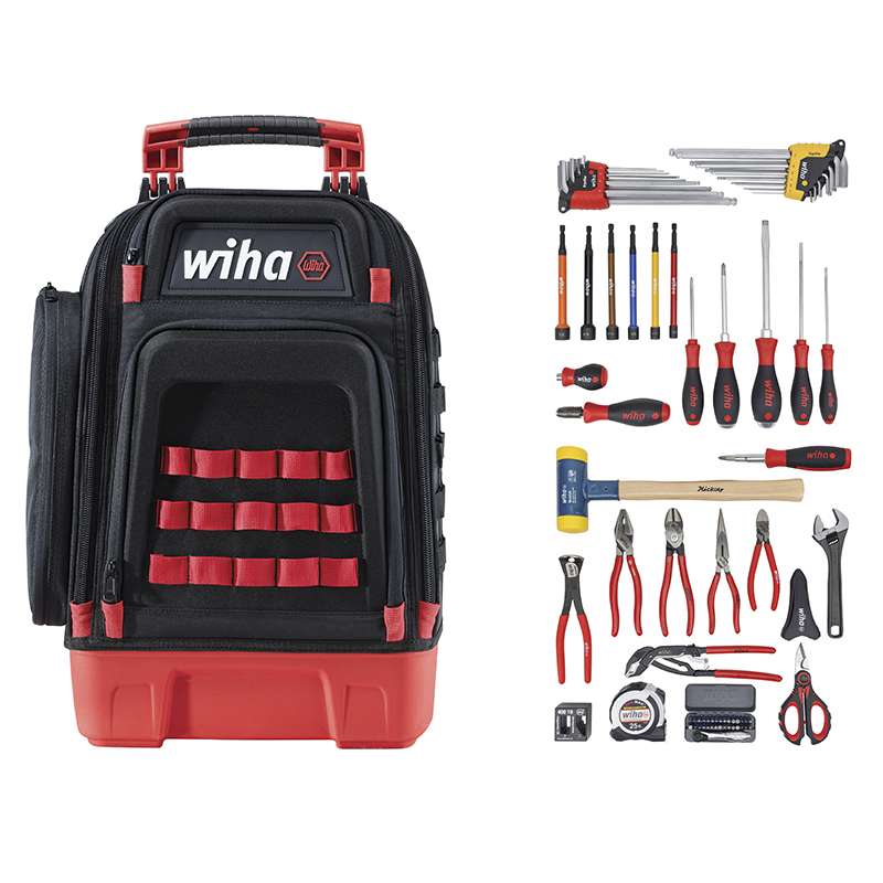Industrial Tool Kit, 80-Piece, MRO, in Heavy Duty Backpack, 77 Storage