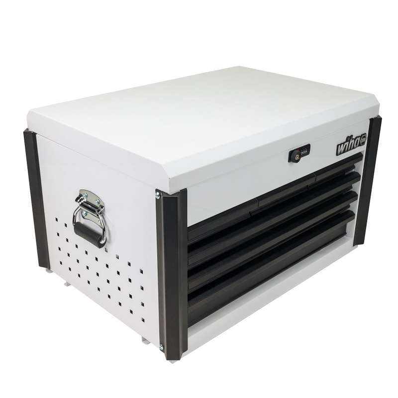 Tool Chest, Benchtop, White, 6 Drawers, Soft-Grip Handles, Resettable Key-Lock