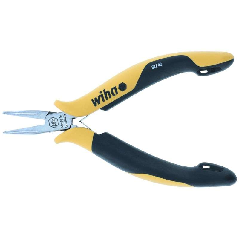 ESD-Safe Pliers, Short Flat Nose, Smooth Jaws with Ergo Grip Handles, 4-23/32"
