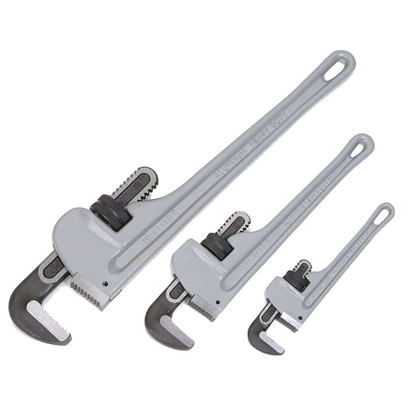 Pipe Wrench Set, 3 Piece, Aluminum, Heavy Duty, 8, 12, 18"