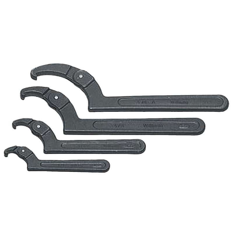 Adjustable Spanner Wrench, Hook, 2 to 4-3/4"