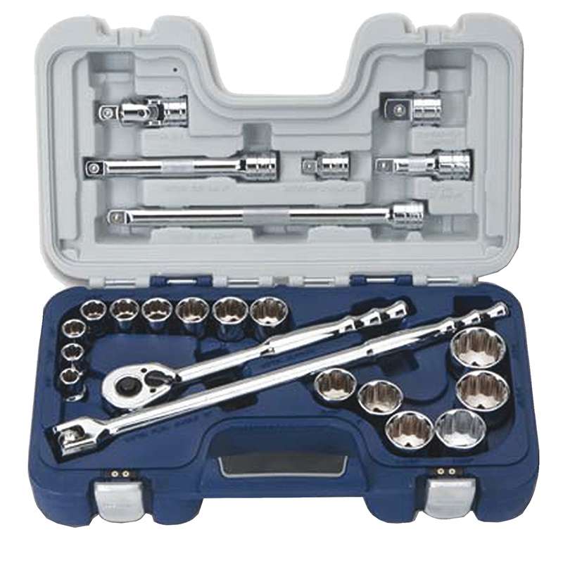 Shallow Socket and Drive Tool Set, 23 pc, 1/2" Drive, 12-Point, SAE