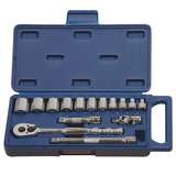 Shallow Socket and Drive Tool Set, 15 pc, 3/8" Drive, 6-Point, SAE, Compact Case redirect to product page
