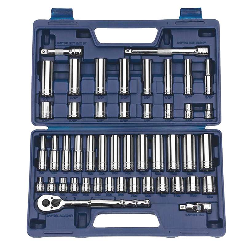 Shallow and Deep Socket and Drive Tool Set, 47 pc, 3/8" Drive, 6 and 12-Point