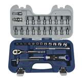 Bit Socket Set, 32 pc, 1/4" and 3/8" Drive, 6-Point, SAE/Metric, Compact Case redirect to product page