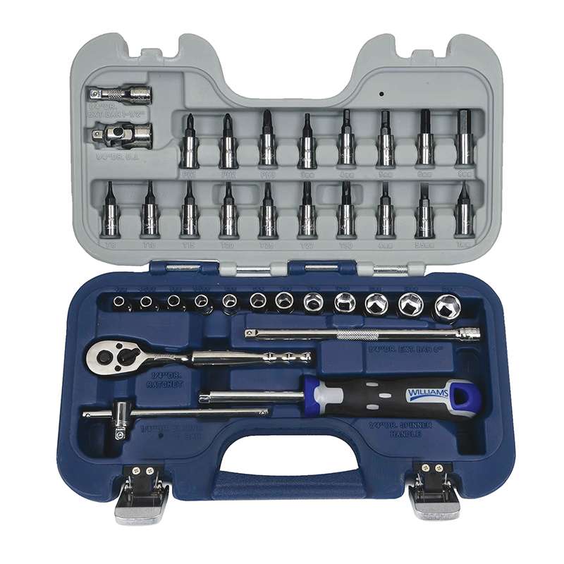 Bit Socket Set, 32 pc, 1/4" and 3/8" Drive, 6-Point, SAE/Metric, Compact Case