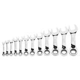 Combination Wrench, 12 pc, Stubby, Reversible Ratcheting, 12-Point, Metric redirect to product page