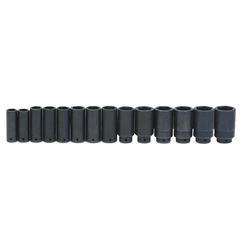 Deep Impact Socket Set, 14 pc, 1/2" Drive, 6-Point, Black Industrial Finish