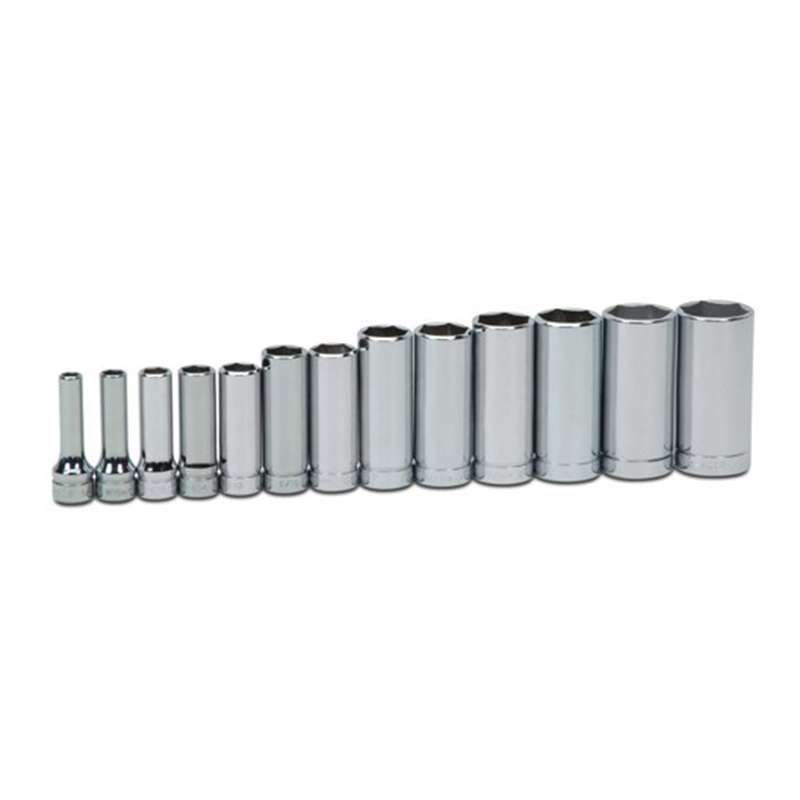 Deep Socket Set, 3/8 in Drive, 6 Point, Deep Length