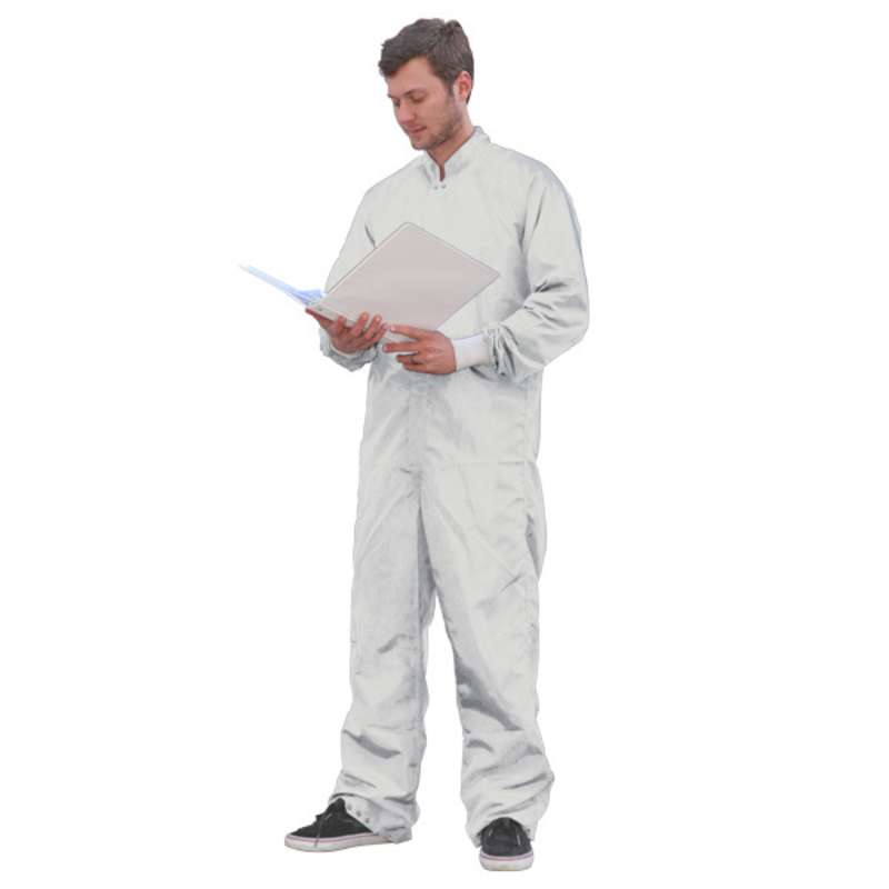 SC-3 ESD-Safe Cleanroom Coverall with Raglan Sleeves and Zipper, White, 4X-Large