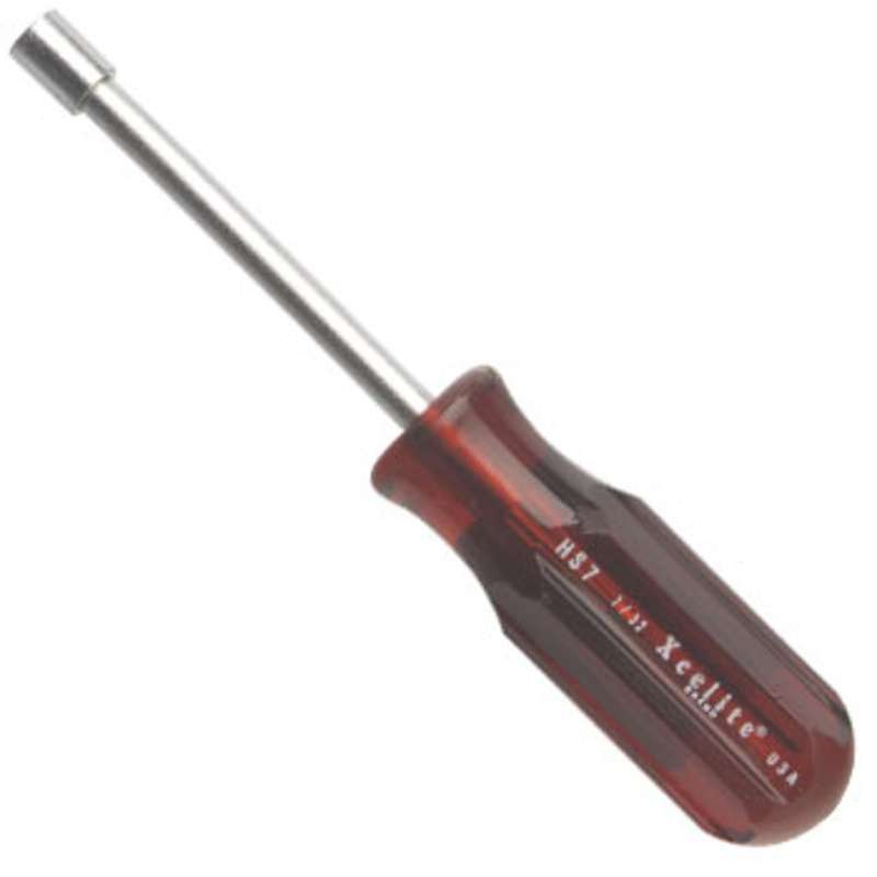 Hollow Shaft Hex Nut Driver with Brown Handle, 7/32 x 6-1/4" Long